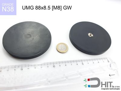 UMGGW 88x8.5 [M6] GW N38 - gwintowane magnesy neodymowe w gumie