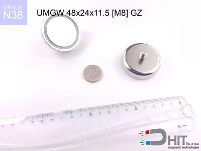UMGW 48x24x11.5 [M8] GZ [N38] - uchwyt magnetyczny gwint wewnętrzny