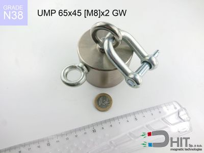 UMP 65x45 [M8]x2 GW  - magnesy neodymowe do poszukiwań w wodzie