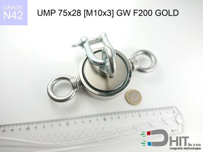 UMP 75x28 [M10x3] GW F200 GOLD N42 - magnetyczne uchwyty dla poszukiwaczy