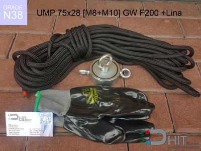 UMP 75x28 [M8+M10] GW F200 +Lina N38 - uchwyty magnetyczne do szukania w wodzie