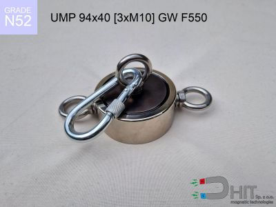 UMP 94x40 [3xM10] GW F550 Silver Black N52 uchwyt magnetyczny do poszukiwań