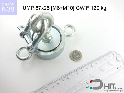 UMP 67x28 [M8+M10] GW F120 kg  - magnetyczne uchwyty do poszukiwań w wodzie