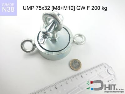 UMP 75x28 [M8+M10] GW F 200 kg  - magnetyczne uchwyty do szukania w wodzie