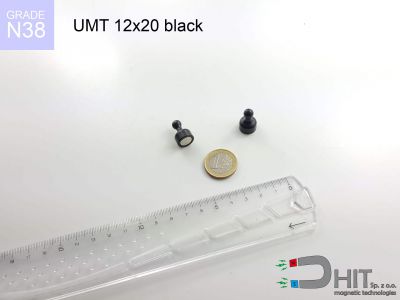 UMT 12x20 black N38 - uchwyty magnetyczne do tablic