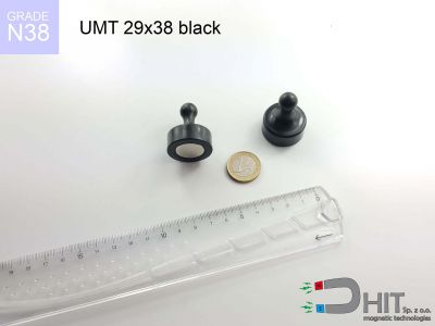 UMT 29x38 black N38 - uchwyty magnetyczne na tablice