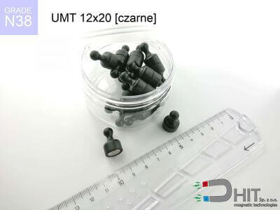 UMT 12x20 black set N38 - klipsy magnetyczne na tablice