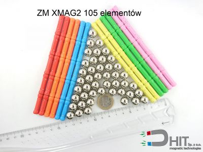ZM XMAG2 105 elementów  - zabawki magnetyczne xmag<sup>2</sup>